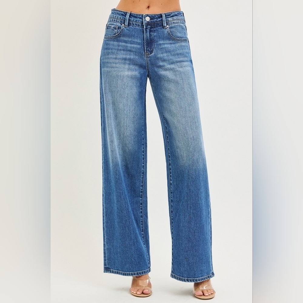 RISEN High Rise Medium Wash Slouchy Baggy Jeans Wide Leg Relaxed Various NEW - Picture 16 of 17